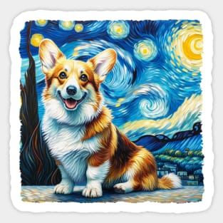 Starry Cardigan Welsh Corgi Dog Portrait - Pet Portrait Sticker